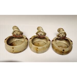 Primitive Home Collection Snowman Triple Server - 3 Salsa or Dip Bowls